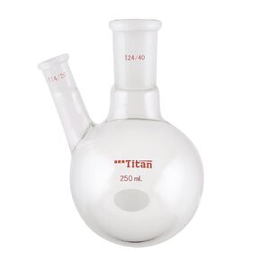 ADAMAS-BETA 250ml Lab Flasks Double Neck Round Bottom Beakers Science Glassware Chemistry Flask,24/40 Center Joint,14/20 Side Joint