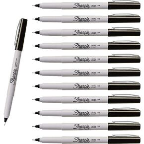 SHARPIE Permanent Markers, Ultra Fine Point, Black, 12-Count