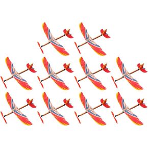 NUOBESTY 10Pcs Rubber Band Powered Aircraft Airplane Model Wood Airplane Kits Throwing Glider Airplane Toy for Outdoor Sports Toy ＆ Kids Toys