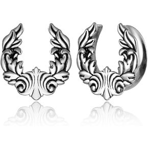 LADEMAYH 2Pcs Ear Plugs Gauges for Women, Elegant Saddle 00g-25mm Gauges for Ears, Surgical Stainless Steel Ear Tunnels Gauge Earrings Body Jewelry