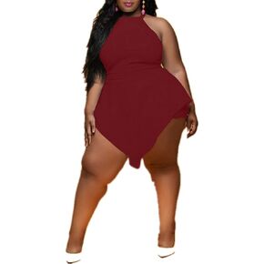 Plus Size Shorts Rompers for Womens Casual Summer Sexy Clubwear Halter Tank Top Sleeveless Jumpsuits Dressy Elegant