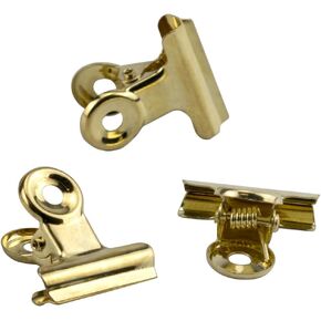 50 Pcs Gold Metal Hinge Clips Small Bulldog Clips Hinge Binder Clips Mini Clamps Metal Binder Clip Bulldog Binder Paper Clips for Hanging Photos, Office, Paper, Price Tags