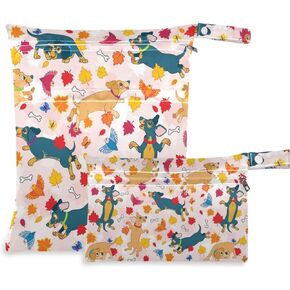 visesunny Seven Horses Running 3D Print 2Pcs Wet Bag with Zippered Pockets Washable Reusable Roomy for Travel,Beach,Pool,Daycare,Stroller,Diapers,Dirty Gym Clothes, Wet Swimsuits, Toiletries
