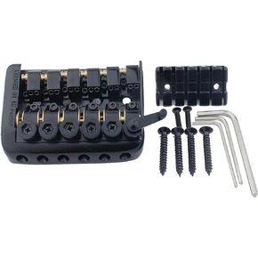 Guyker 6 String Saddle Headless Guitar Bridge Tailpiece With Worm Involved String Device for Headless Guitar Accessories W2004 Black