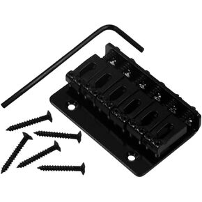 6 String 65MM Metal Fixed Hardtail Saddle Bridge Top Load Guitar Tailpiece Compatible for Fender Strat Tele Electric Guitar, Chrome