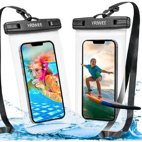 Waterproof Phone Pouch, Universal IPX8 Cellphone Dry Bag Case, Large Phone Protector for iPhone Samsung Galaxy, Essentials for Outdoor Sports Beach Pool Swimming, Up to 7" （2 Pack, Black/Pink）