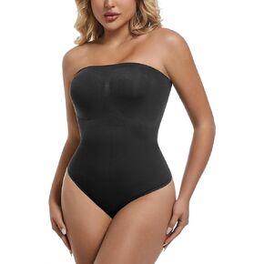 NUDESTORE Strapless Thong Shapewear Women's Tummy Control Bodysuit Seamless Leotard with Removable Straps