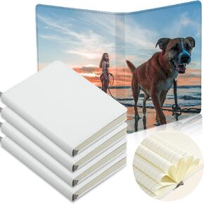 Zonon 4 Pcs Sublimation Journal Blank Notebooks A6 A5 A4 190 Pages Thick Faux Leather Notebooks Sublimation Notebooks Leather Sublimation Journal for School Office Supplies (8.3 x 6 Inch, A5)