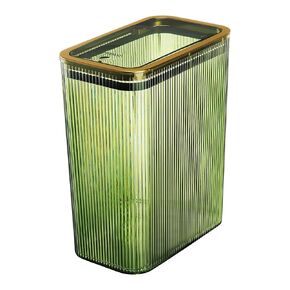 Transparent Trash Can, Bathroom Trash Cans with Lids, Plastic Slim Waste Basket with Press Top Lid,2.6 Gallon/10L Clear Garbage Can for Bathroom, Bedroom, Kitchen, Home,Office (Transparently Green)