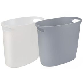 Feiupe Small Trash Can Bathroom Wastebasket Garbage Can for Kitchen Office Bathroom Bedroom (White+Gray, 2.6 Gallon(2 Pack))