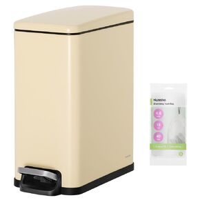 Nunsino Small Bathroom Trash Can with 40 Garbage Bags,2.6 Gallon Stainless Steel Garbage Can with Lid Soft Close,Small Trash Bin for Bathroom,Kitchen,Home Office,Black