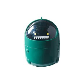 1.28 Gal Mini Desktop Trash Can with Lid, Cute Little Dinosaur Countertop Garbage Bin, Plastic Tiny Tabletop Wastebasket for Office/Kitchen/Coffee Table Room Decoration - Pink