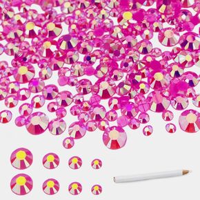 Jmassyang 6200pcs 3mm 4mm 5mm 6mm Resin Rhinestone Flat Back AB Jelly Color Glitter Rhinestone for DIY Craft Shoes Clothes Tumblers Scrapbooking Phone Case (3+4+5+6mm, Champagne AB)