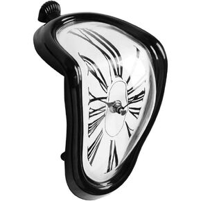Petilleur Creative Dali Watch Melting Clock Surrealistic Table Shelf Desk Fashion Melted Clock Salvador Dali Distorted Clock Home Decoration Gift (Black)