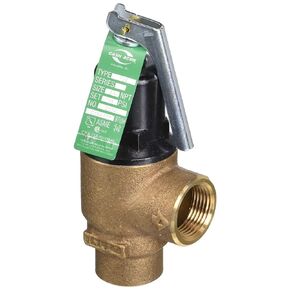 Cash Acme 3/4 Inch F-82 Relief Valve with Lever Set at 125 PSI, Bronze Plumbing Fitting, 23341-0125