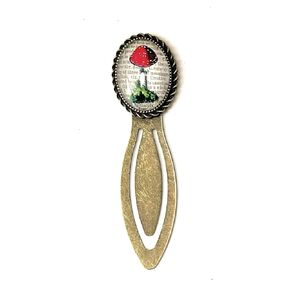 Fairy Red Cap Mushroom Bookmark - Unique Gift for Reader - Brass Book Mark