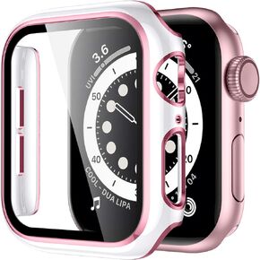 GEAK Hard Cover Compatible for Apple Watch Case 40mm with Screen Protector, Full Coverage Hard PC Cover with Rose Gold Edge Screen Protector for Women Men iWatch 40mm Series 6/5/4/SE Black/Rose Gold