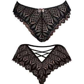 Kingfung Sexy Cheeky Panties for Women Lace Criss Cross Bikini Underwear 1-4 Pack