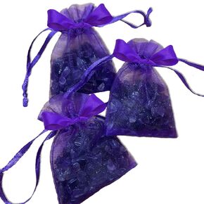 Full Moon Energy Bathed Amethyst Crystals in Organza Sachet Bag - Reiki-Treated for Calming & Grounding, Enhanced Spiritual Insight, Intuitive Growth & Deep Meditation - 1pc by Moonwater Elixirs