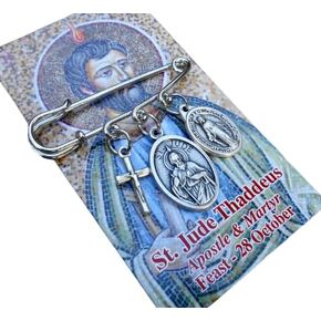 Saint Jude Pin, Patron Saint of Lost Causes, Saint Jude, Brooch Safety Pin, Confirmation, Catholic Gift