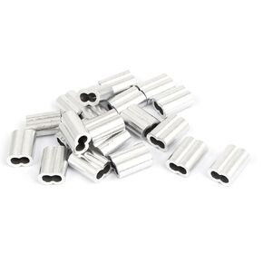 uxcell Aluminum Swage Sleeve 3/16 inches Wire Rope Clamp Clip Silver Tone 20 Pcs