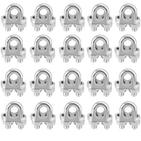 MAHIONG 20 Pack 3/8 Inch M10 Wire Rope Clamp, Zinc Plated Wire Rope Clip, Carbon Steel Cable Clamps, U Bolt Saddle Fastener Clothesline Tightener, Silver