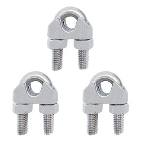 3 حزمة M12 سلك مشبك حبل، Luckyme سلك حبل المشبك الفولاذ المقاوم للصدأ 1/2 "سلك حبل مشبك كابل المشبك