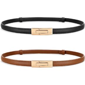 SUOSDEY Women's Leather Skinny Belts for Dress Adjustable Vintage Thin Waist Belt for Ladies,0.6" Width