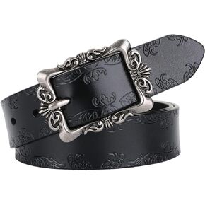 IWFTC Belt for Women Classic Women'Vintage Buckle Belt-Leather Adjustable Stylish Belt for Pants and Jeans