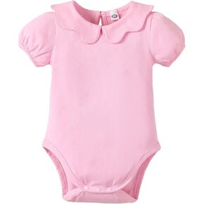 ZFZDRen Infant Girls Ruffle Collar Romper Baby Girl Solid Color Bodysuit Casual Jumpsuit