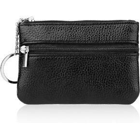 Mini Coin Purse with Key Ring, Pu Leather Portable Change Wallet with Double Zipper, Black Mini Pocket Coin Purse Pocket for Women, Wallet Keychain in Saudi Arabia