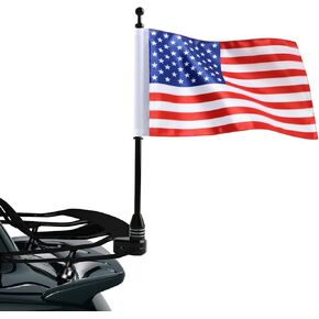 Aochuang Outdoor Polyester Solid Aluminum Motorcycle American Flag with Motorcycle Flagpole Mount Bracket Holder Kit for Honda Golden Wing Gl1500 Gl1200 Gl1800 2001-2012 Flat Luggage Rack