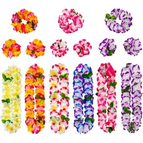 FreshDear 15 Counts Hawaiian Leis Flower, Leis Necklace Hawaiian For Kids or Adults luau Party Supplies, Summer Beach Vacation,Theme Party Decorations, Birthday, Graduation,Wedding.