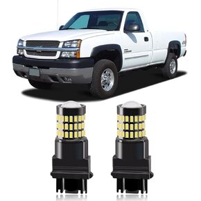 MEALAM Xenon White 3157 3057 3156 LED Bulbs with Projector Back Up Reverse Lights Compatible with 1999-2013 Chevrolet Silverado/GMC Sierra, Pack of 2
