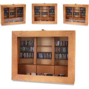 MEGREZ Anxiety Bookshelf Shake Away Your Anxiety, Handmade Miniature Book Display Case Cabinet, Mini Bookshelf Shake Anxiety Stress Reliever Gift for Book Lovers with 200 Tiny Books, Brown