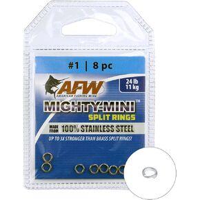 American Fishing Wire Mighty Mini Stainless Steel Split Rings, 3 Times Stronger Than Brass, Superior Holding Power for Fisherman and Outdoorsman - 100pcs in Bright Stainless Steel and Gunmetal Black