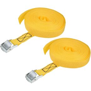 حزام uxcell Tie Down Strap Cam Buckle Lashing Strap 1" x 30Ft 550lb 250Kg تحميل من مادة البولي بروبيلين لنقل البضائع الآمنة، أزرق، عبوة من 2