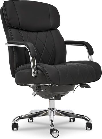 La-Z-Boy Sutherland Quilted Leather Executive Office Chair with Padded Arms, High Back Ergonomic Desk Chair with Lumbar Support, Black Bonded Leather in Saudi Arabia