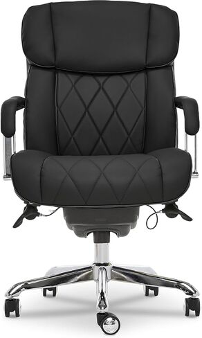 La-Z-Boy Sutherland Quilted Leather Executive Office Chair with Padded Arms, High Back Ergonomic Desk Chair with Lumbar Support, Black Bonded Leather in Saudi Arabia