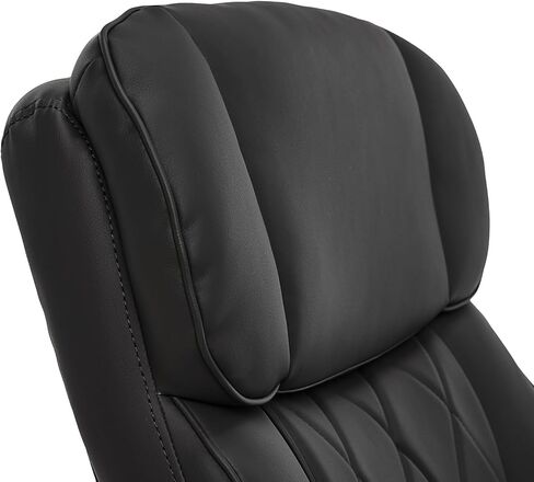 La-Z-Boy Sutherland Quilted Leather Executive Office Chair with Padded Arms, High Back Ergonomic Desk Chair with Lumbar Support, Black Bonded Leather in Saudi Arabia