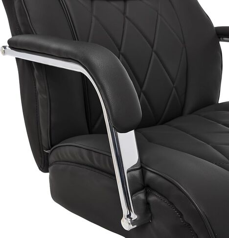La-Z-Boy Sutherland Quilted Leather Executive Office Chair with Padded Arms, High Back Ergonomic Desk Chair with Lumbar Support, Black Bonded Leather in Saudi Arabia