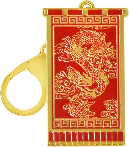 Feng Shui Prosperity Flag With Dragon Keychain Home Wealth Porsperity Success Good Luck Amulet New Year Christmas Gift in Saudi Arabia