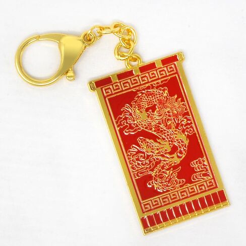 Feng Shui Prosperity Flag With Dragon Keychain Home Wealth Porsperity Success Good Luck Amulet New Year Christmas Gift in Saudi Arabia