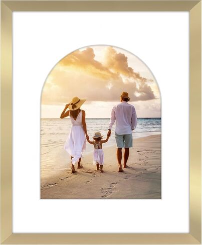 Americanflat 11x14 Picture Frame with Arch-Shaped Mat in Gold - Use as 16x20 Picture Frame Without Mat or 11x14 Frame with Mat - Engineered Wood Photo Frame with Polished Plexiglass Cover in Kuwait