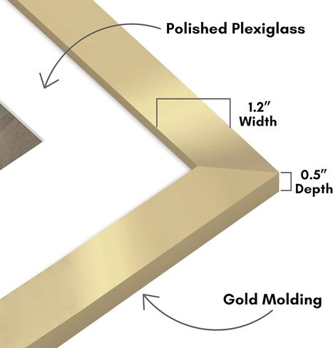 Americanflat 11x14 Picture Frame with Arch-Shaped Mat in Gold - Use as 16x20 Picture Frame Without Mat or 11x14 Frame with Mat - Engineered Wood Photo Frame with Polished Plexiglass Cover in Kuwait