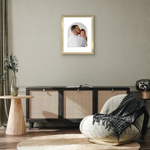 Americanflat 11x14 Picture Frame with Arch-Shaped Mat in Gold - Use as 16x20 Picture Frame Without Mat or 11x14 Frame with Mat - Engineered Wood Photo Frame with Polished Plexiglass Cover in Kuwait