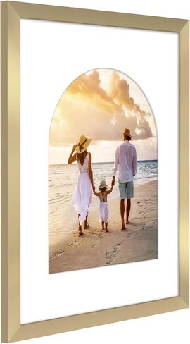 Americanflat 11x14 Picture Frame with Arch-Shaped Mat in Gold - Use as 16x20 Picture Frame Without Mat or 11x14 Frame with Mat - Engineered Wood Photo Frame with Polished Plexiglass Cover in Kuwait