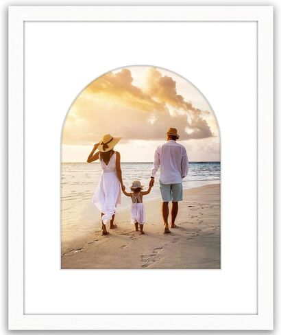 Americanflat 11x14 Picture Frame with Arch-Shaped Mat in Gold - Use as 16x20 Picture Frame Without Mat or 11x14 Frame with Mat - Engineered Wood Photo Frame with Polished Plexiglass Cover in Kuwait