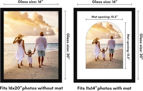 Americanflat 11x14 Picture Frame with Arch-Shaped Mat in Gold - Use as 16x20 Picture Frame Without Mat or 11x14 Frame with Mat - Engineered Wood Photo Frame with Polished Plexiglass Cover in Kuwait