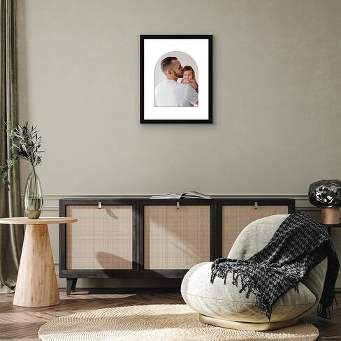 Americanflat 11x14 Picture Frame with Arch-Shaped Mat in Gold - Use as 16x20 Picture Frame Without Mat or 11x14 Frame with Mat - Engineered Wood Photo Frame with Polished Plexiglass Cover in Kuwait